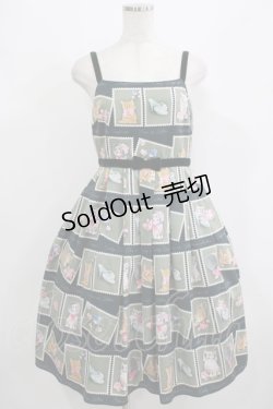 画像1: Emily Temple cute / Kitten Stamp Collectionキャミソールワンピース  グリーン H-25-08-02-028-ET-OP-KB-ZH