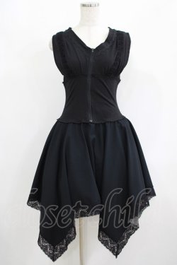 画像1: MR corset / コルセット風切替ノースリーブワンピース  黒 H-25-08-02-034-PU-OP-KB-ZH