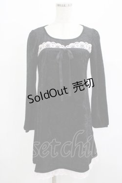 画像1: MILK / レーシーベロアワンピース  ブラック×ピンク H-25-08-02-038-ML-OP-KB-ZH