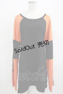 画像1: Ozz On / 配色切替カットソー  黒×オレンジ H-25-08-02-044-OO-TO-KB-ZH