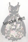 metamorphose / 花鳥風月〜乙女のはなごろも〜 プリーツジャンパースカート(草柄リボン) Free 黒紅 H-25-08-02-1005-ME-OP-NS-ZH