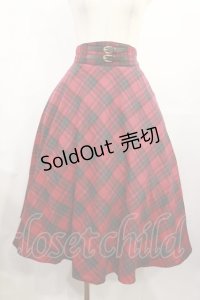 an another angelus / ダブルベルトビッグチェックフレアースカート Free RED H-25-08-02-1014-CA-SK-NS-ZH