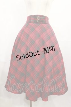 画像1: an another angelus / ダブルベルトビッグチェックフレアースカート Free RED H-25-08-02-1014-CA-SK-NS-ZH