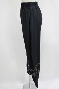 画像2: NieR Clothing / ブロッキングサルエルパンツ  黒×和柄九尾水色 H-25-08-02-054-PU-PA-KB-ZH