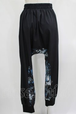 画像3: NieR Clothing / ブロッキングサルエルパンツ  黒×和柄九尾水色 H-25-08-02-054-PU-PA-KB-ZH