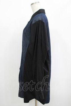 画像2: Qutie Frash / デニムビッグシャツ  ネイビー×黒 H-25-08-02-056-QU-BL-KB-ZH