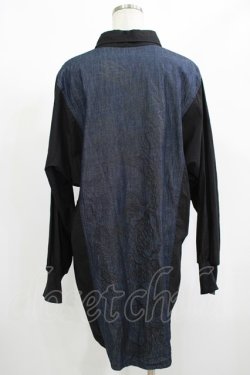画像3: Qutie Frash / デニムビッグシャツ  ネイビー×黒 H-25-08-02-056-QU-BL-KB-ZH
