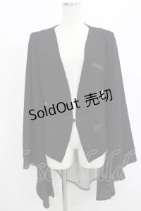 Qutie Frash / 着物袖ジャケット  ブラック×ストライプ H-25-08-02-057-QU-JA-KB-ZH