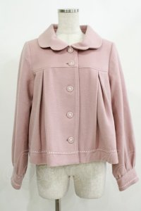 Emily Temple cute / タックフレアショートコート  ピンク H-25-08-02-058-ET-CO-KB-ZT-C063