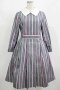 Jane Marple / Ribbon stripe jacquardのパブリックドレス  グレー H-25-08-02-006-JM-OP-KB-ZH