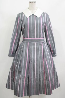 画像1: Jane Marple / Ribbon stripe jacquardのパブリックドレス  グレー H-25-08-02-006-JM-OP-KB-ZH