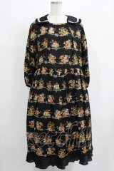 Jane Marple / Jubilee flowersサテンカラードレス  ブラック H-25-08-02-018-JM-OP-KB-ZH