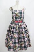 Emily Temple cute / Teddy Bear Tartanノースリーブワンピース - ピンク H-25-08-02-019-ET-OP-KB-ZH