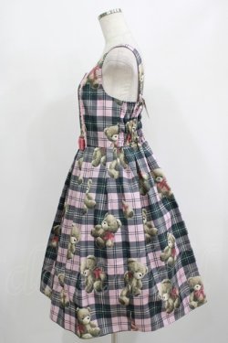 画像2: Emily Temple cute / Teddy Bear Tartanノースリーブワンピース - ピンク H-25-08-02-019-ET-OP-KB-ZH