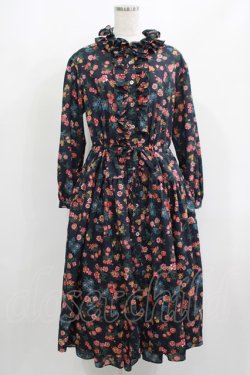画像1: Jane Marple Dans Le Salon / Flowers of Jouy layered dress  ネイビー H-25-08-02-023-JM-OP-KB-ZH