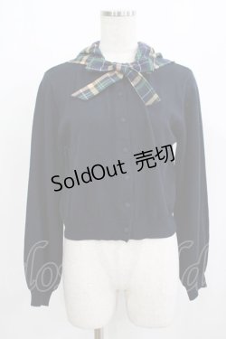 画像1: Fi.n.t / チェックフード付きニットカーディガン Free NAVY×GR H-25-08-03-061-CA-TO-NS-ZH