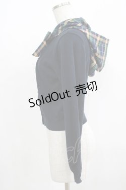 画像2: Fi.n.t / チェックフード付きニットカーディガン Free NAVY×GR H-25-08-03-061-CA-TO-NS-ZH