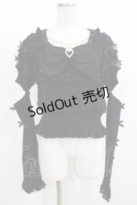 LIZ LISA / はしごリボンフリルアームウォーマーニット Free ブラック H-25-08-03-065-LO-TO-NS-ZH