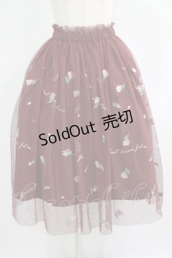 画像1: an another angelus / フラワーロゴ刺繍チュールスカート Free Bordeaux H-25-08-03-015-CA-SK-NS-ZH