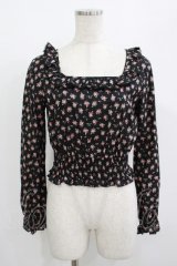 MILK / nightie tops  ブラックフラワー H-25-08-04-024-ML-TO-KB-ZH