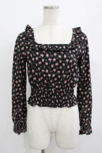 MILK / nightie tops  ブラックフラワー H-25-08-04-024-ML-TO-KB-ZH