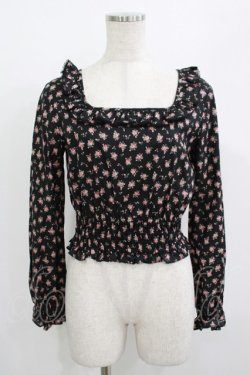 画像1: MILK / nightie tops  ブラックフラワー H-25-08-04-024-ML-TO-KB-ZH