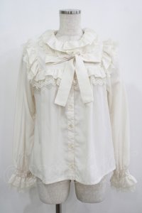 Melody BasKet / フリルレースヨーク切替ブラウス  アイボリー H-25-08-04-026-LO-BL-KB-ZH