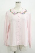 Jane Marple / Flower embroidery collar blouse  ピンク H-25-08-04-028-JM-BL-KB-ZH