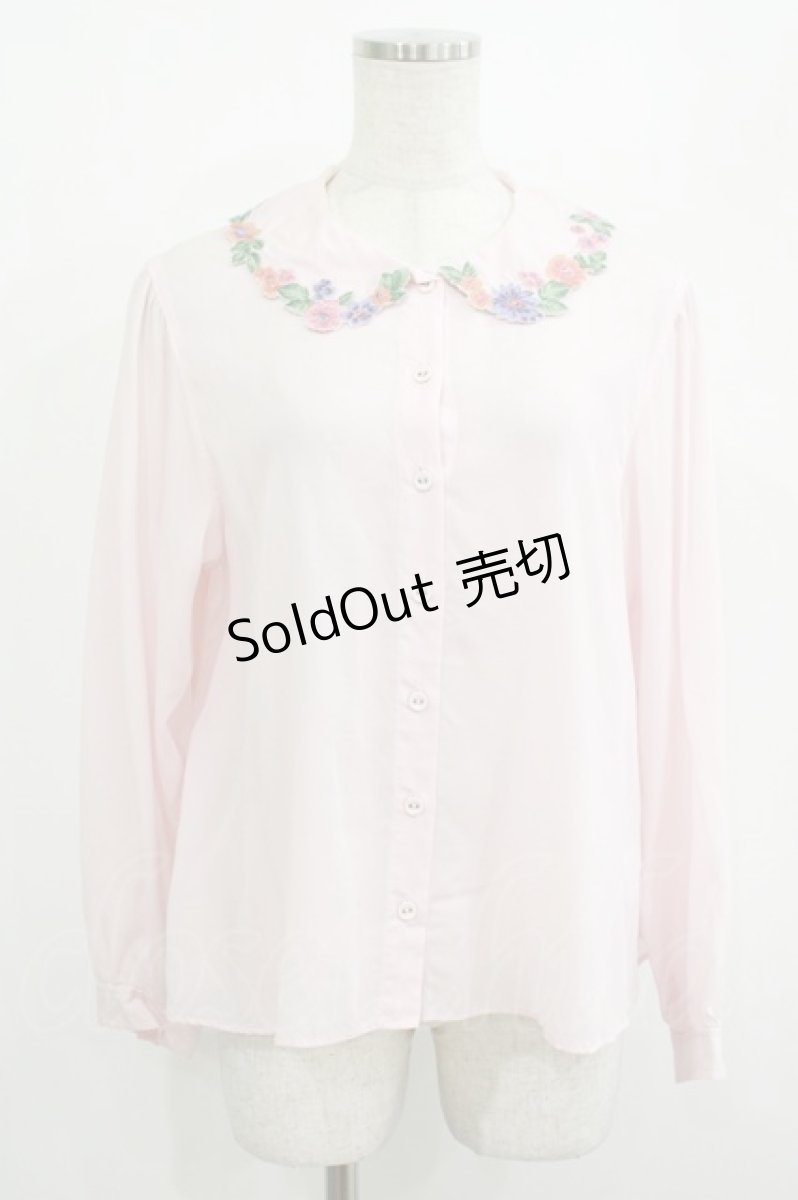 画像1: Jane Marple / Flower embroidery collar blouse  ピンク H-26-01-09-021-JM-BL-KB-ZH (1)