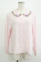 Jane Marple / Flower embroidery collar blouse  ピンク H-25-08-04-028-JM-BL-KB-ZH