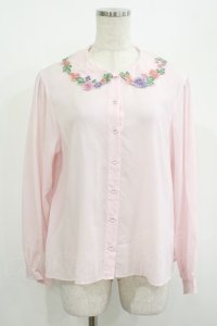 Jane Marple / Flower embroidery collar blouse  ピンク H-25-08-04-028-JM-BL-KB-ZH
