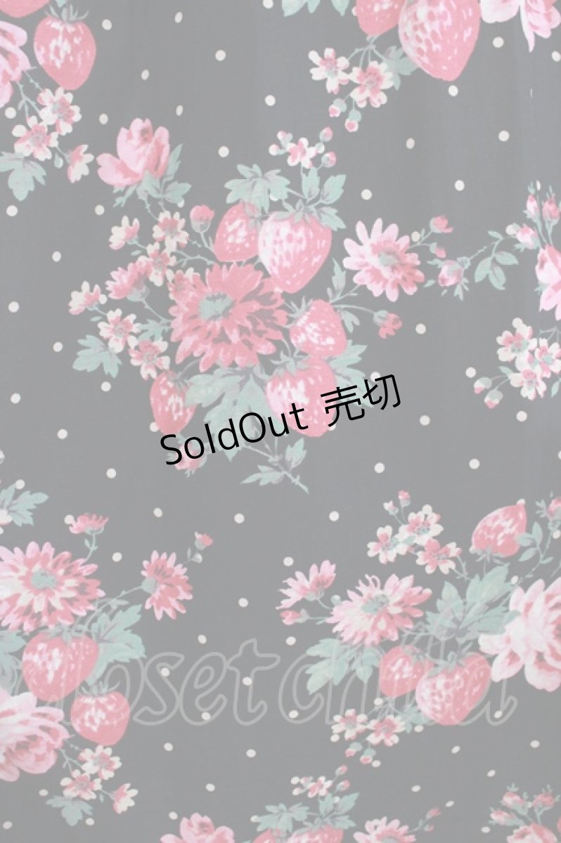 画像4: Jane Marple / Strawberries and flowersラッフルフリルドレス  ブラック H-25-08-04-003-JM-OP-KB-ZH (4)