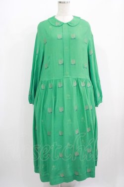 画像1: Jane Marple Dans Le Salon / EIIR jacquard dayドレス  エメラルドグリーン H-25-08-04-004-JM-OP-KB-ZH