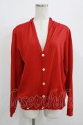 Jane Marple Dans Le Salon / Long Staple Cotton Drape Cardigan  レッド H-25-08-04-048-JM-TO-KB-ZH