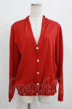 画像1: Jane Marple Dans Le Salon / Long Staple Cotton Drape Cardigan  レッド H-25-08-04-048-JM-TO-KB-ZH