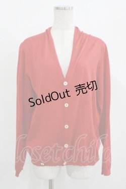画像1: Jane Marple Dans Le Salon / Long Staple Cotton Drape Cardigan  レッド H-25-08-04-048-JM-TO-KB-ZH