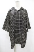 MiDiom / Check Open Collar Shirt  ブラック H-25-08-04-1036-PU-BL-KB-ZH