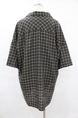 画像2: MiDiom / Check Open Collar Shirt  ブラック H-25-08-04-1036-PU-BL-KB-ZH