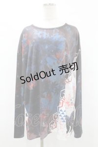 NieR Clothing / 総柄プリントロンT   H-25-08-04-1042-PU-TO-KB-ZH