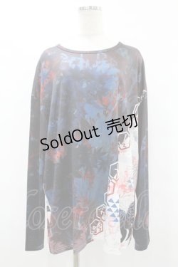 画像1: NieR Clothing / 総柄プリントロンT   H-25-08-04-1042-PU-TO-KB-ZH