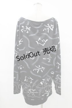 画像2: NieR Clothing / 総柄プリントカットソー F 黒 H-25-08-04-1043-PU-TO-KB-ZH