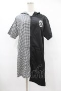 NieR Clothing / 半袖ZIPパーカー  黒×チェック H-25-08-04-1049-PU-TO-KB-ZH