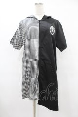 NieR Clothing / 半袖ZIPパーカー  黒×チェック H-25-08-04-1049-PU-TO-KB-ZH