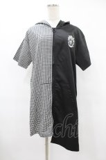 画像1: NieR CLOTHING / 半袖ZIPパーカー  黒×チェック H-25-08-04-1049-PU-TO-KB-ZT277 (1)