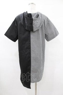画像2: NieR Clothing / 半袖ZIPパーカー  黒×チェック H-25-08-04-1049-PU-TO-KB-ZH