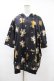 画像1: NieR Clothing / 総柄ZIP半袖パーカー  黒 H-25-08-04-1051-PU-TO-KB-ZH (1)