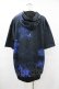 画像2: NieR Clothing / 総柄ZIP半袖パーカー  黒×青 H-25-08-04-1052-PU-TO-KB-ZH (2)