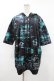 画像1: NieR Clothing / 総柄ZIP半袖パーカー  黒 H-25-08-04-1054-PU-TO-KB-ZH (1)