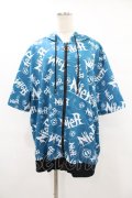 NieR Clothing / 総柄ZIP半袖パーカー  青 H-25-08-04-1057-PU-TO-KB-ZH