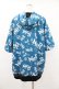 画像2: NieR Clothing / 総柄ZIP半袖パーカー  青 H-25-08-04-1057-PU-TO-KB-ZH (2)